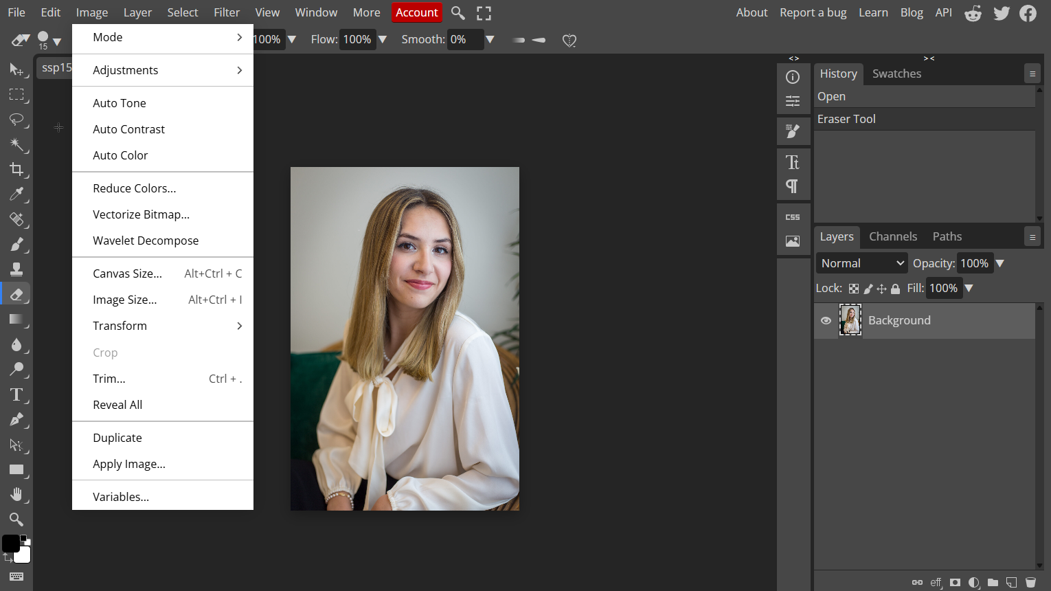 Photopea photo editing interface