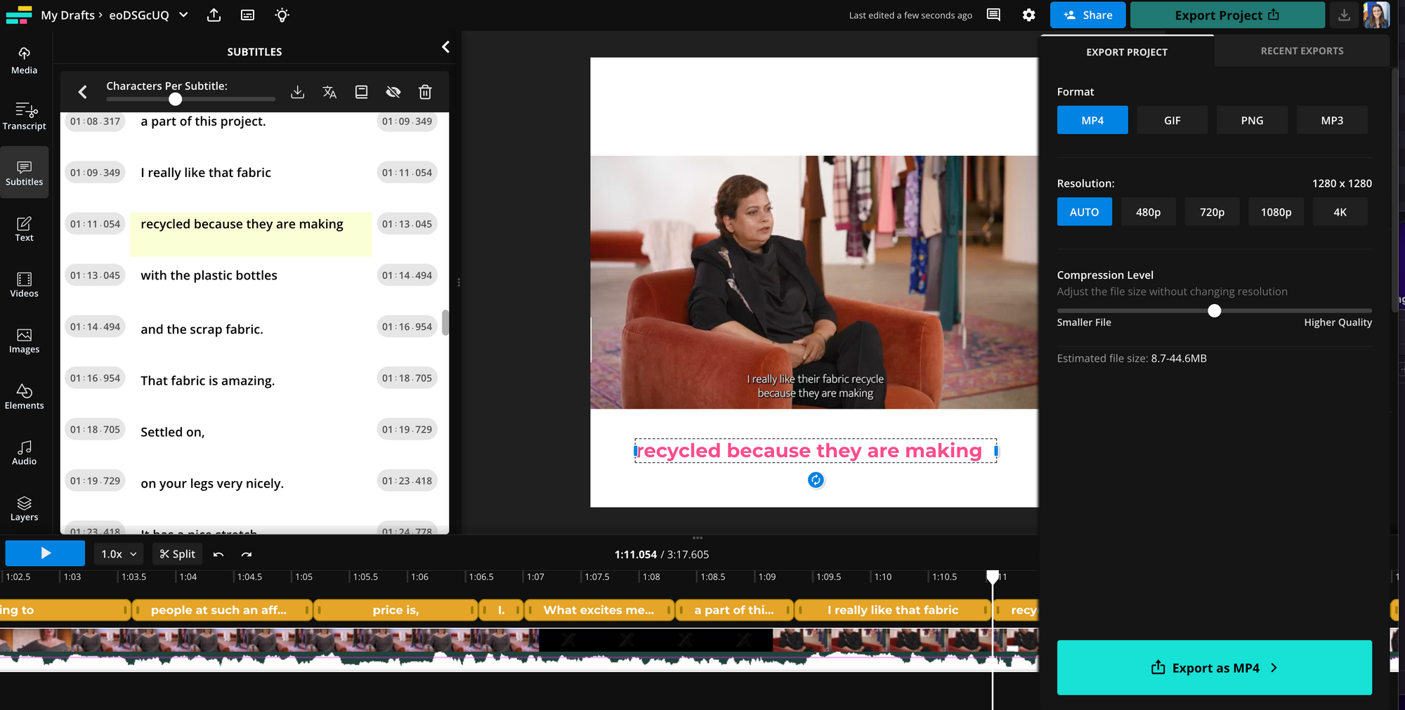 Kapwing interface