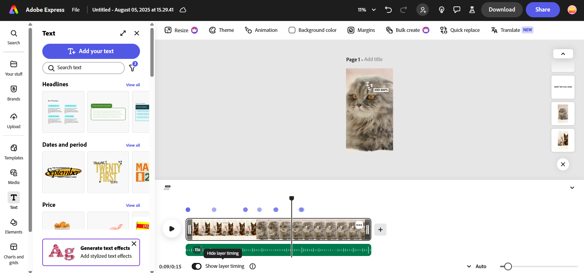 Adobe Express interface