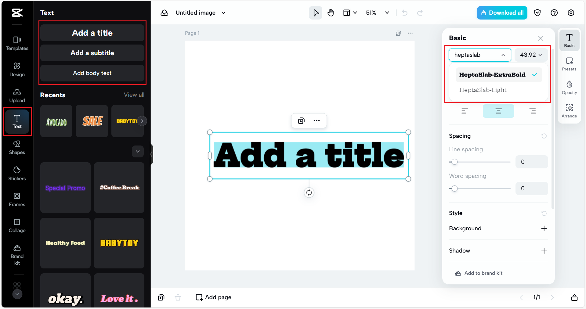Creating design with ink trap font on CapCut Web