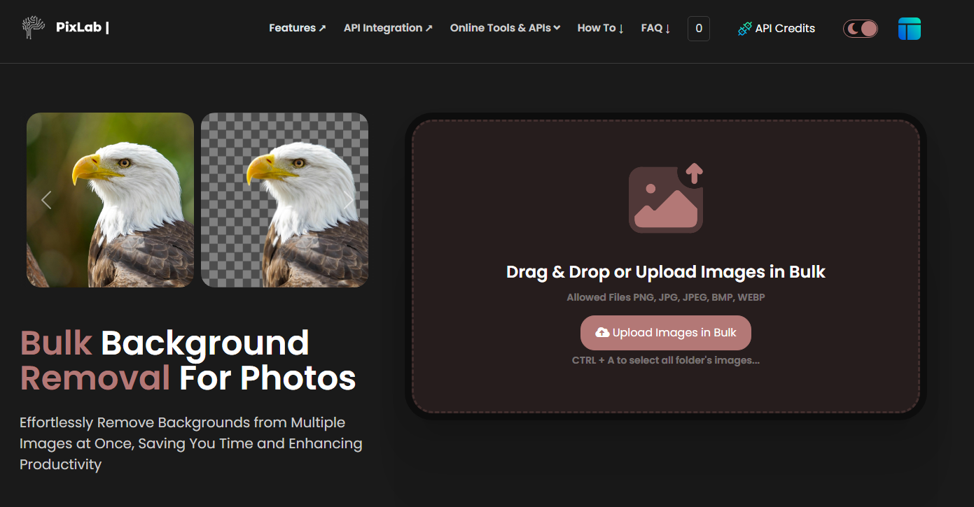 Remove.bg .pixlab-käyttöliittymä