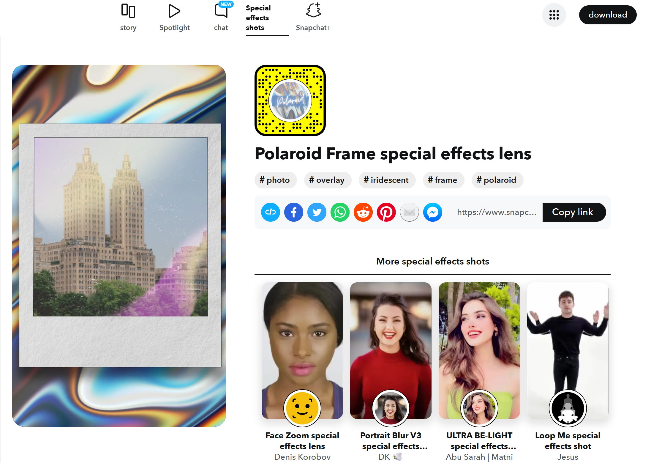 Filtros faciales de Snapchat para descargar: Polaroid