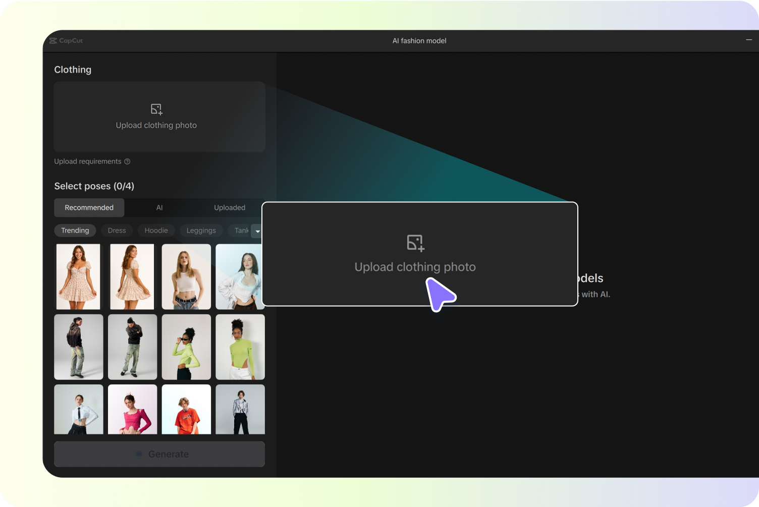 Modelos rápidos y personalizables en CapCut la herramienta de intercambio de ropa libre de IA