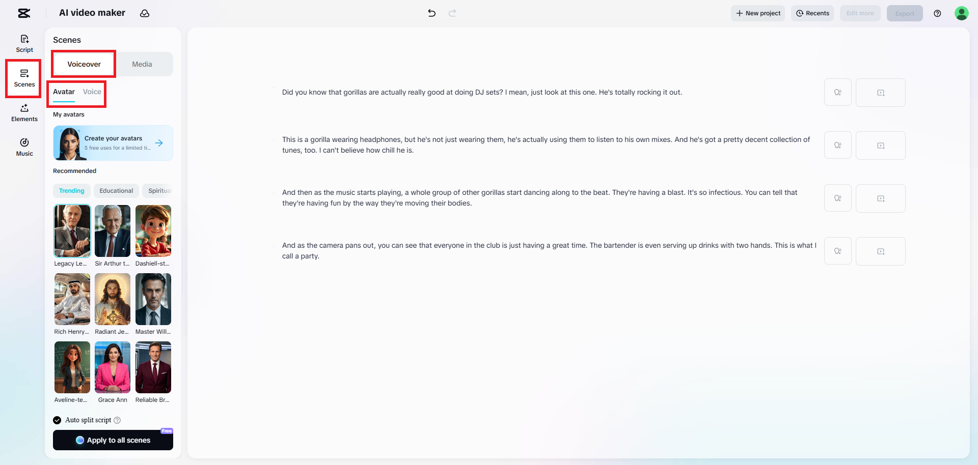 Add your avatar and voice