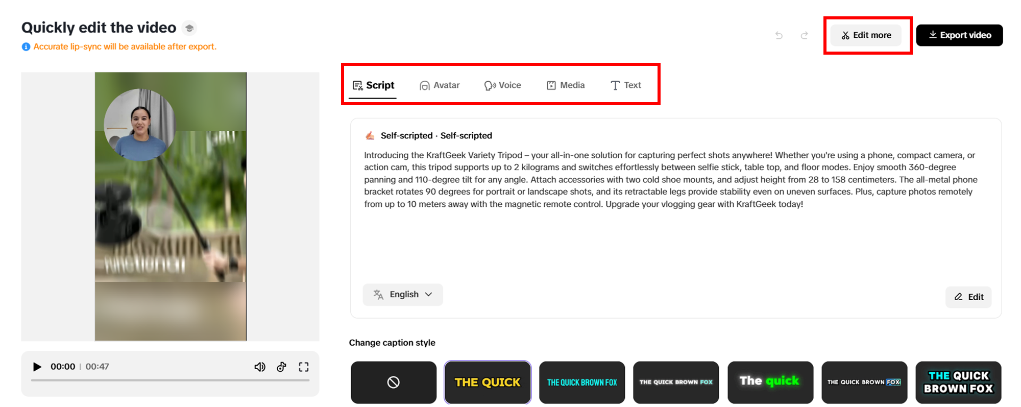 Gawin ang anumang mabilisang pagbabago sa iyong video