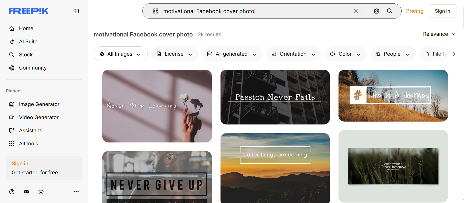 Freepik - an online resource to download Facebook motivational cover photos
