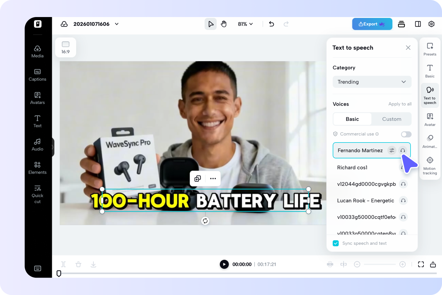 Customize settings & generate