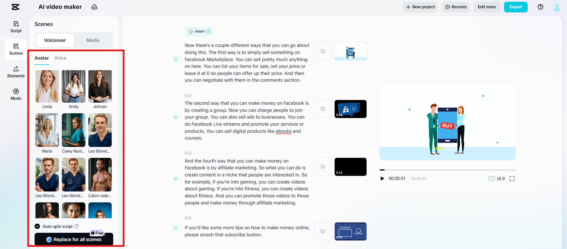 AI avatars and voiceovers