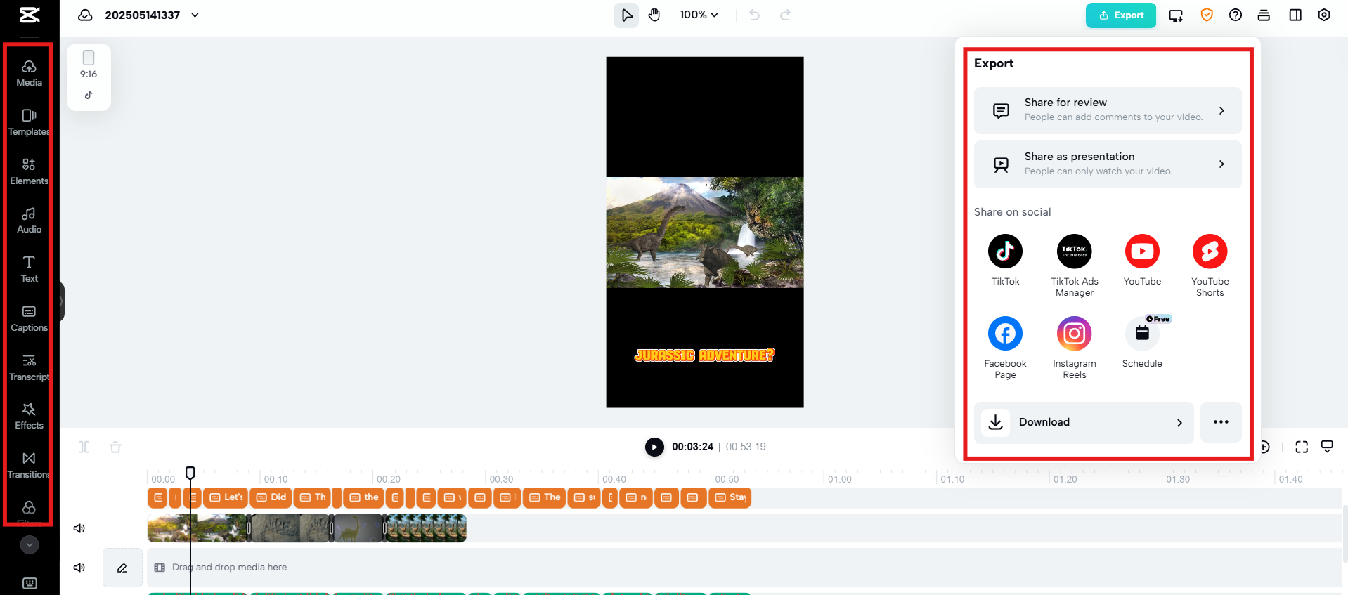 Přizpůsobte, exportujte a sdílejte video.