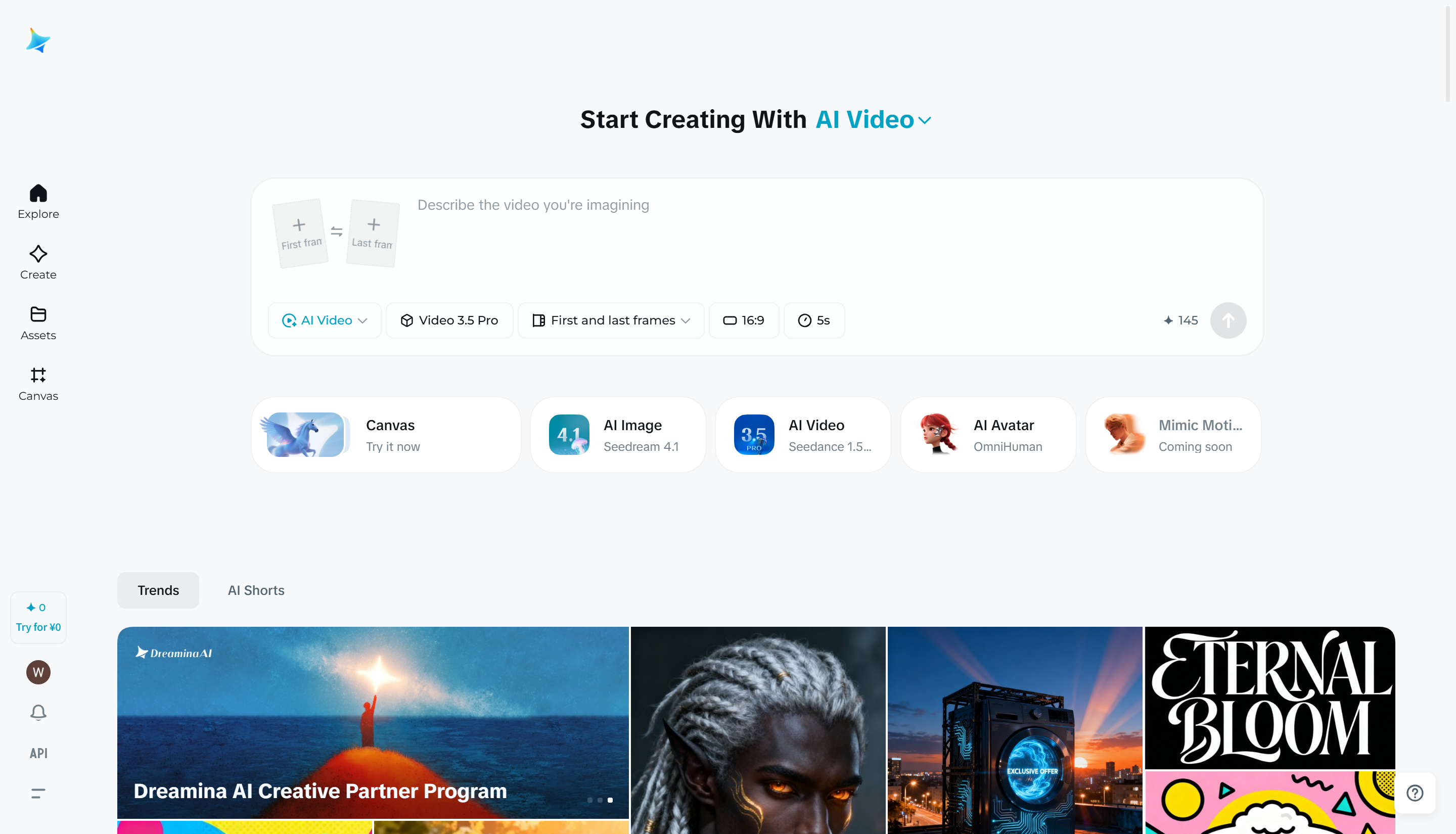 Dreamina interface