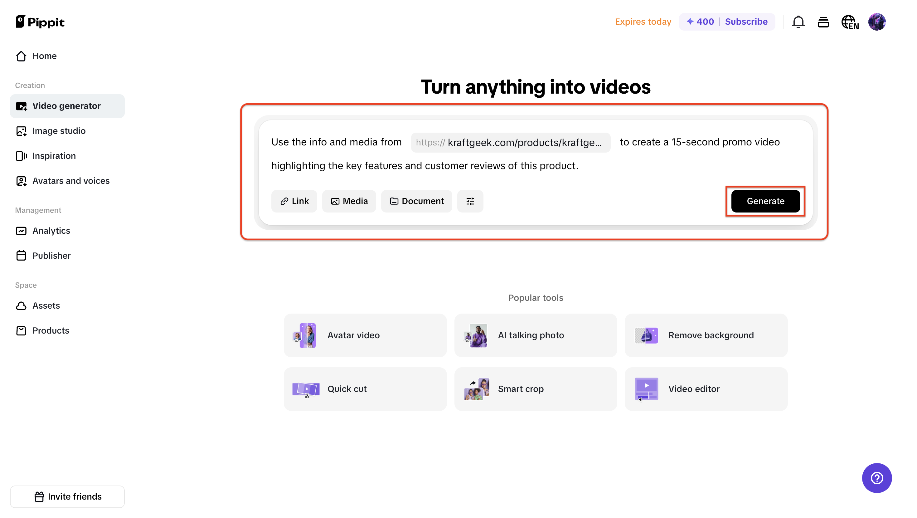 Text or URL to video