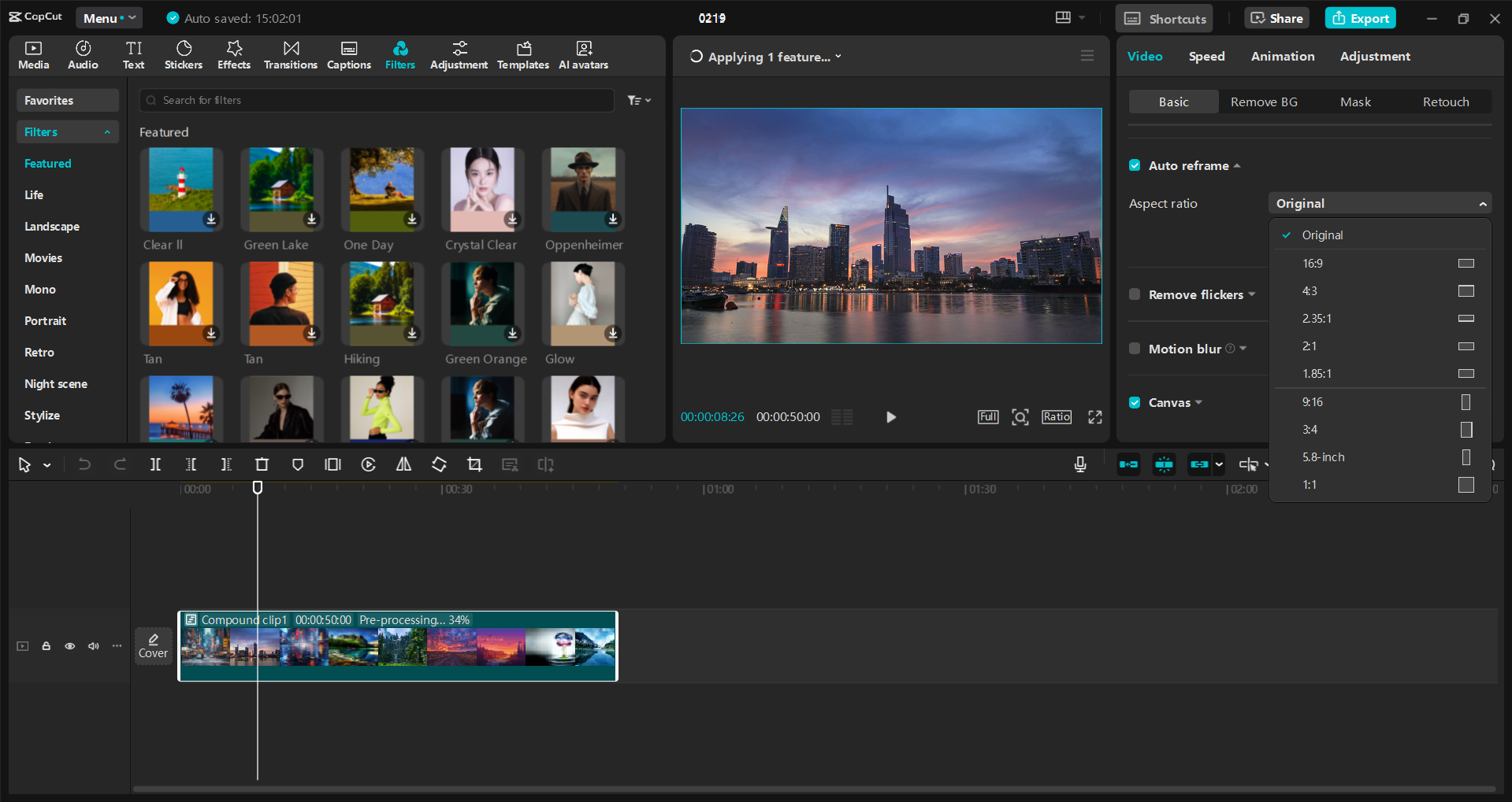Interface de l' CapCut éditeur vidéo de bureau - un moyen rapide d'améliorer vos vidéos YouTube
