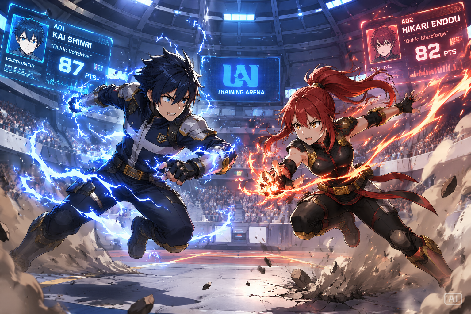 Training arena battle anime wallpaper generated by Pippit