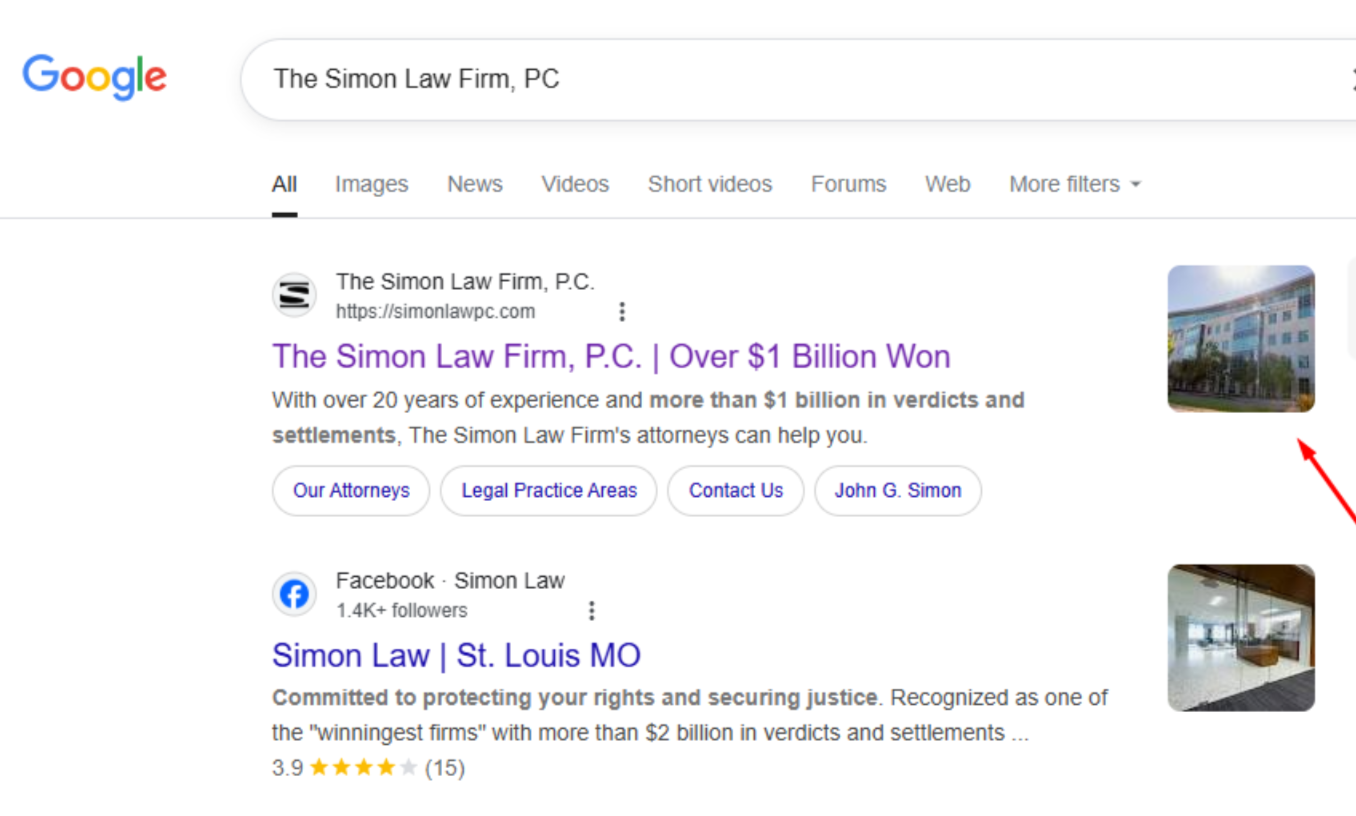 The Simon Law Firm, PC 'yi gösteren resim. Google işletme profili kapak fotoğrafı