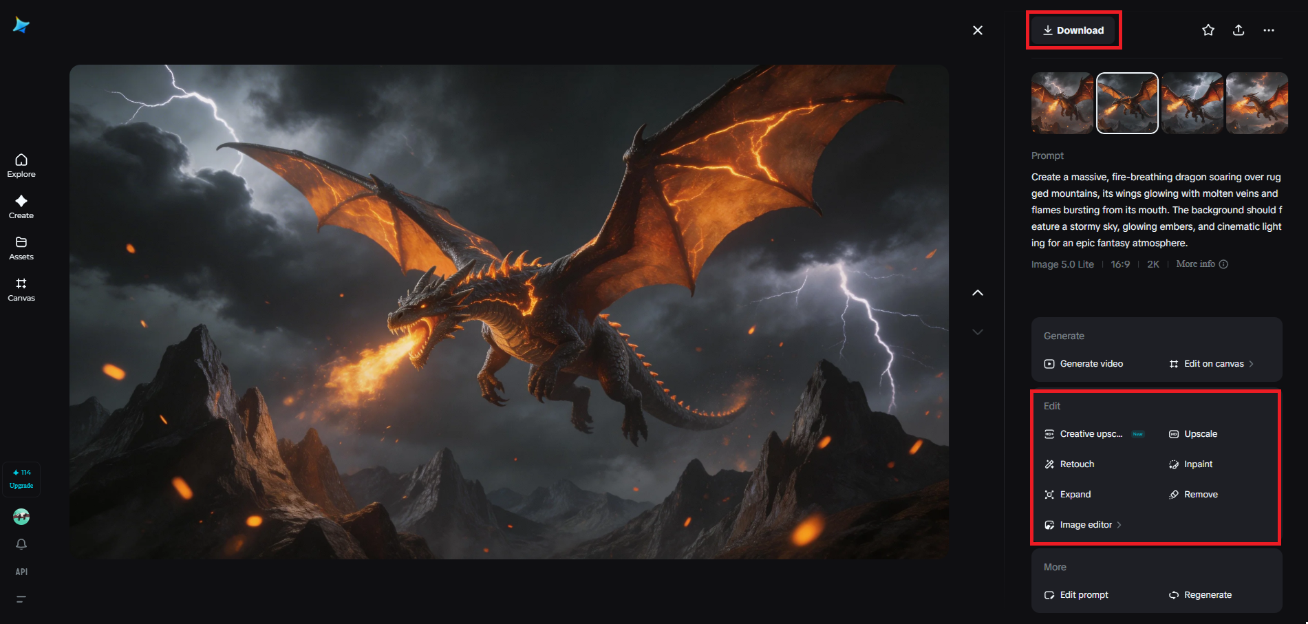 Refine and download the final image