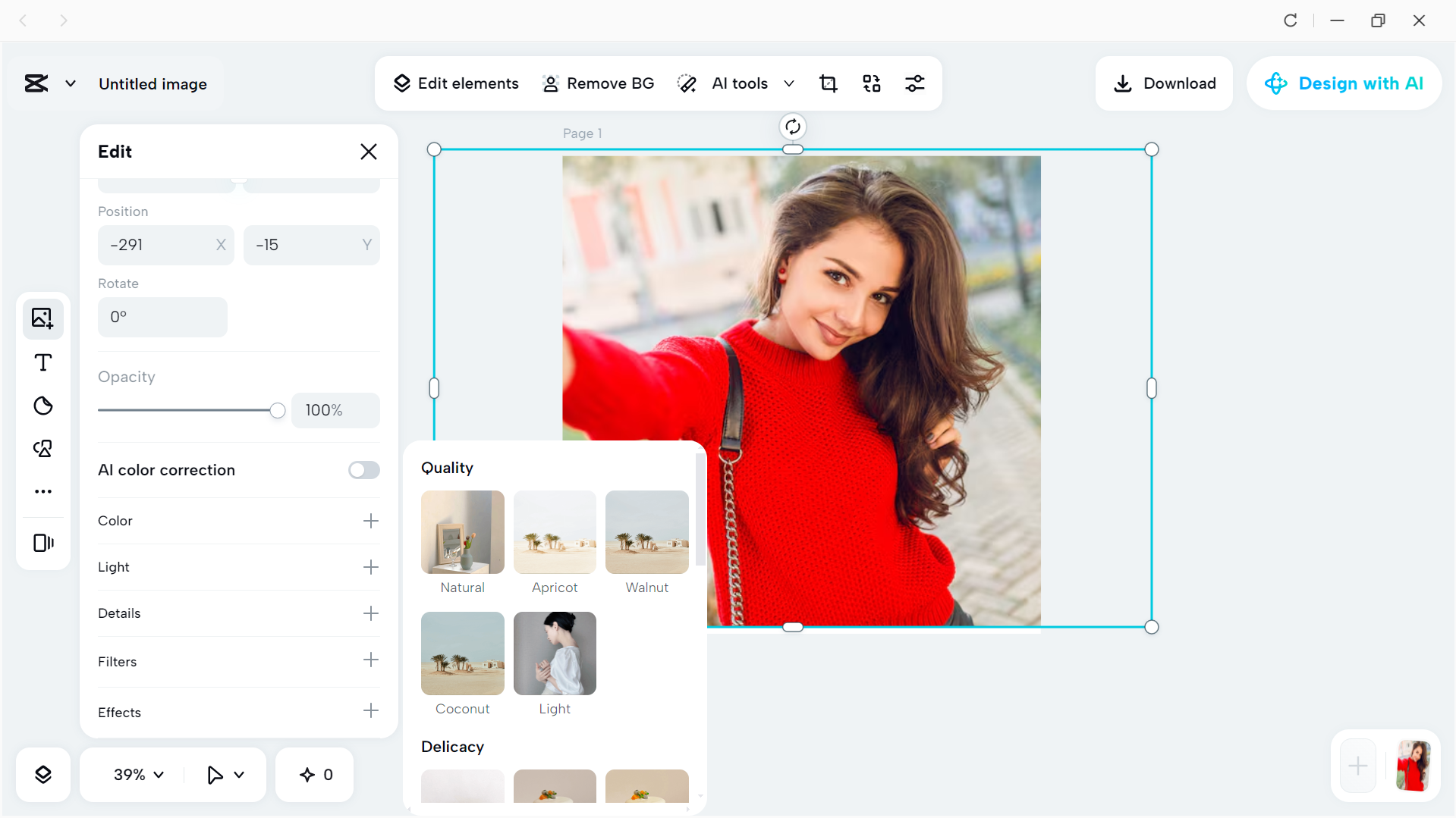 Interface of the CapCut desktop video editor