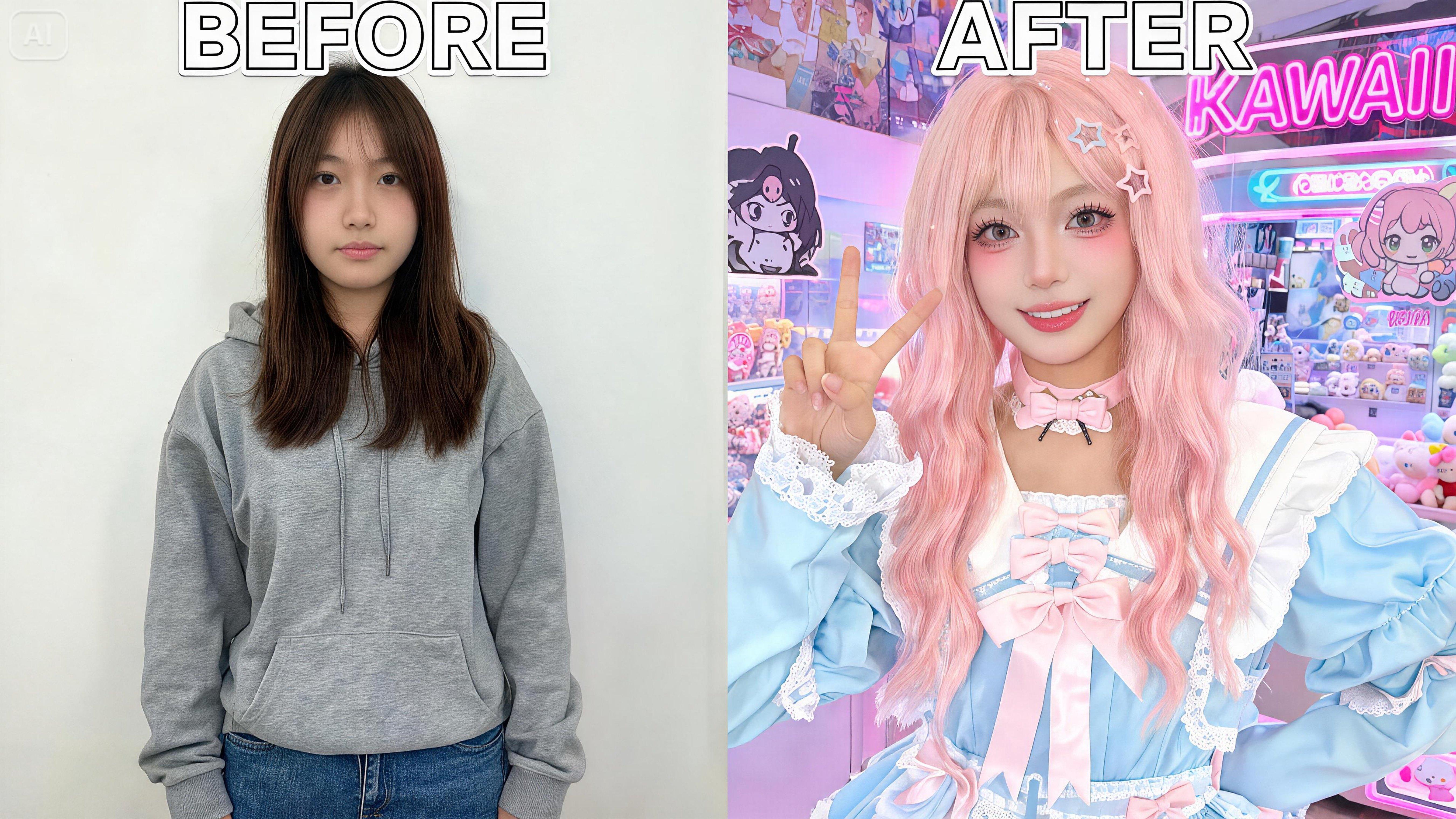 Aviso de transformación de cosplay Kawaii