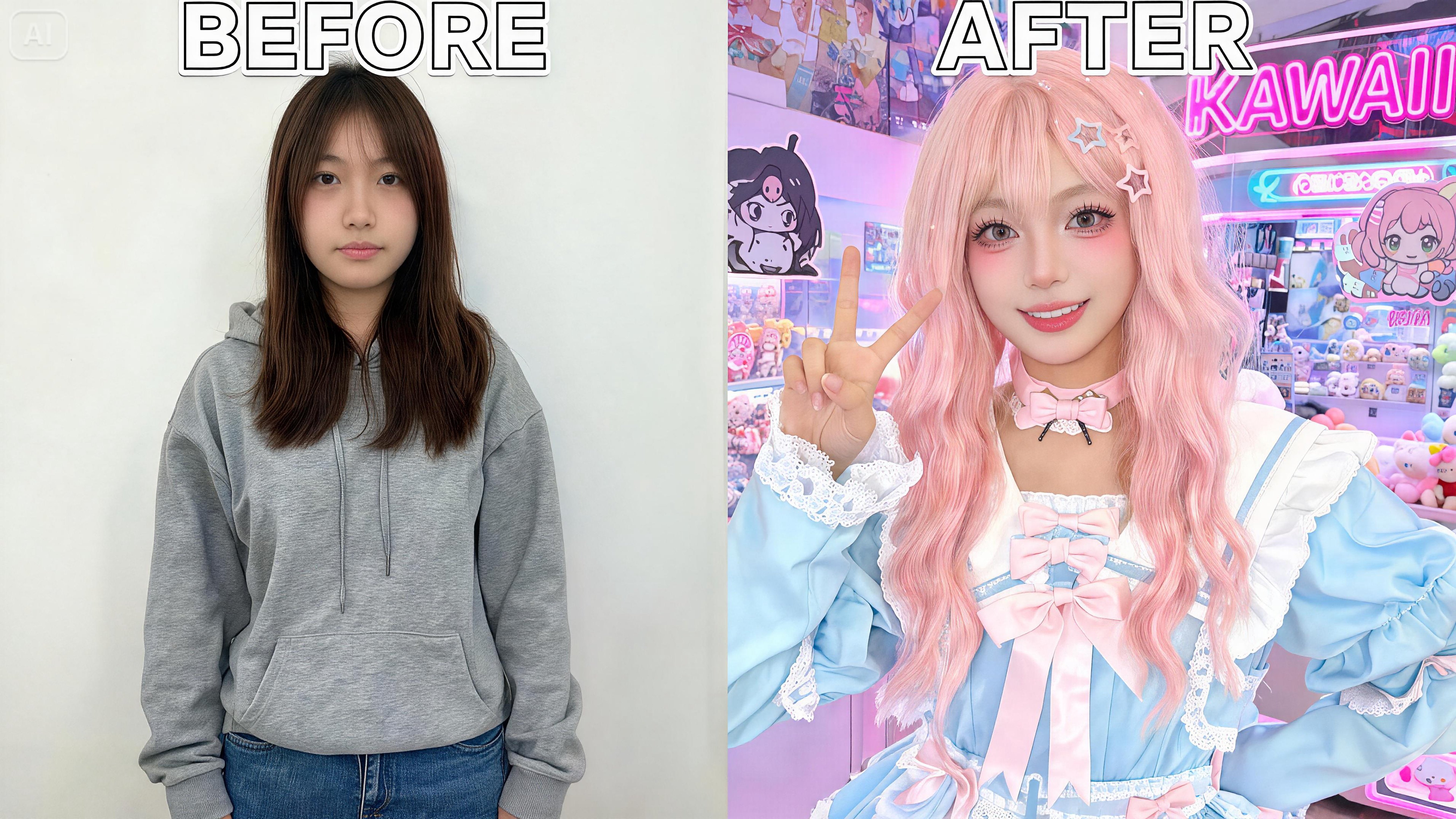 Kawaii cosplay transformation prompt