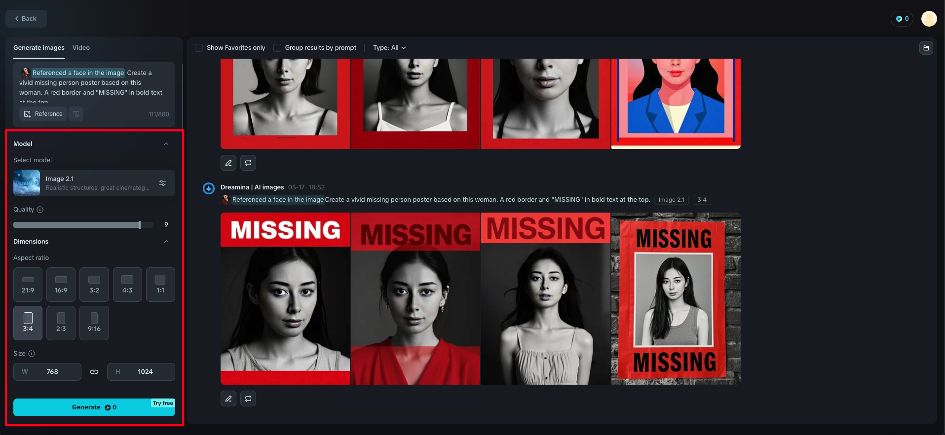 Generate your missing poster