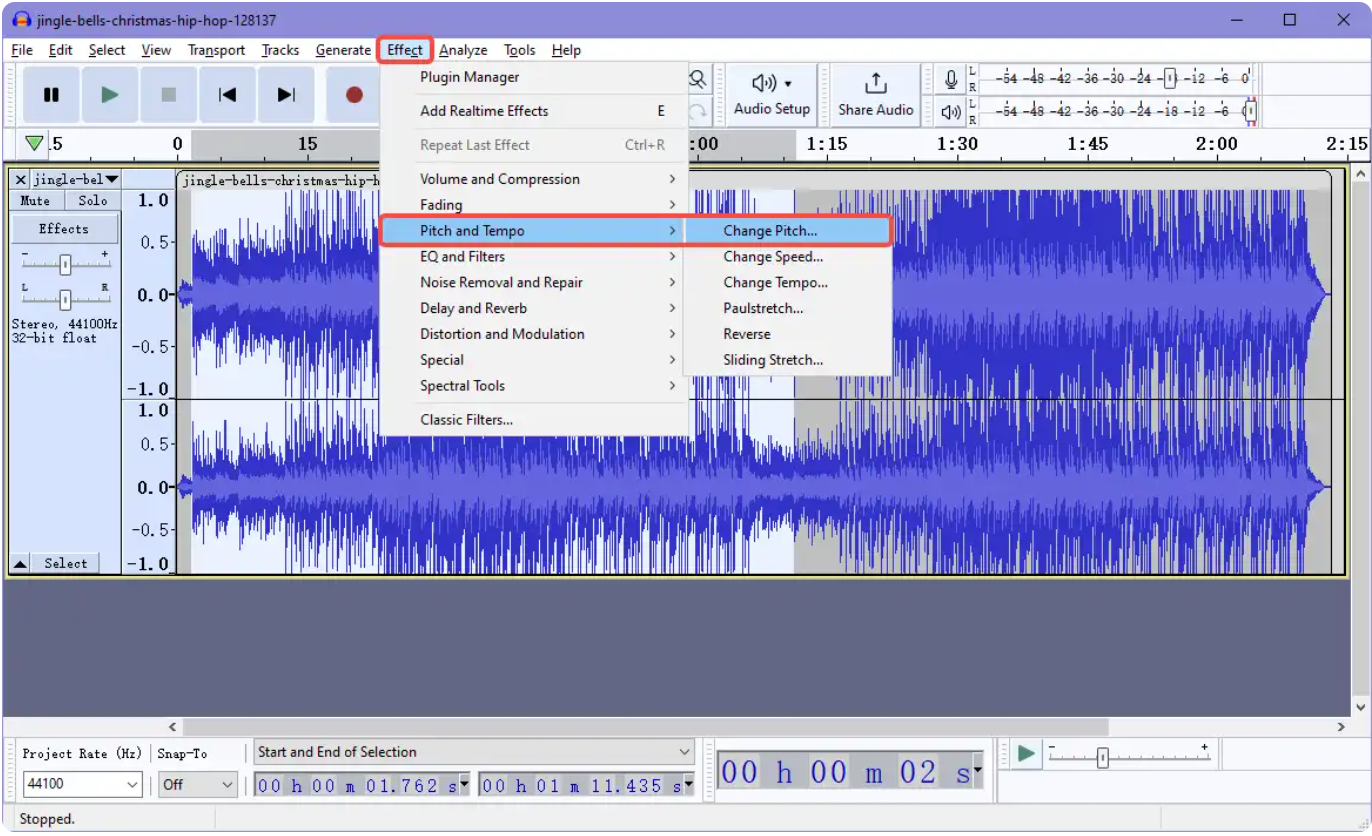 Using the Audacity voice changer