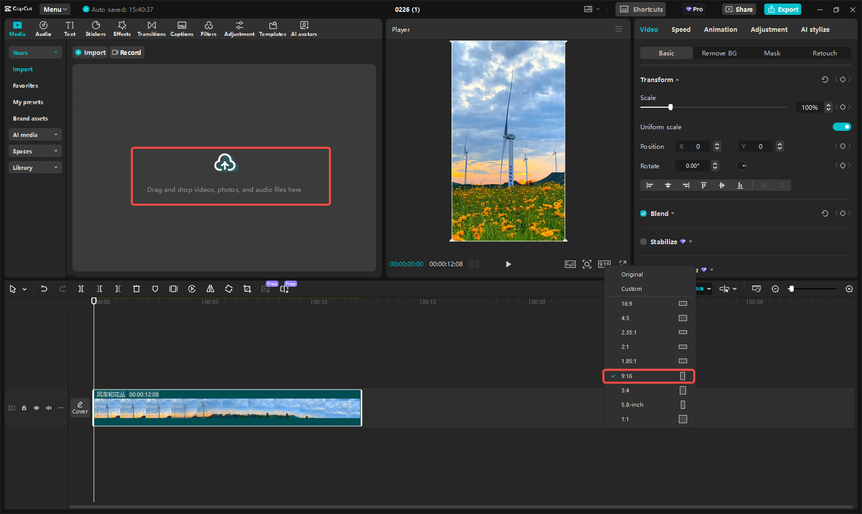 Import the clips