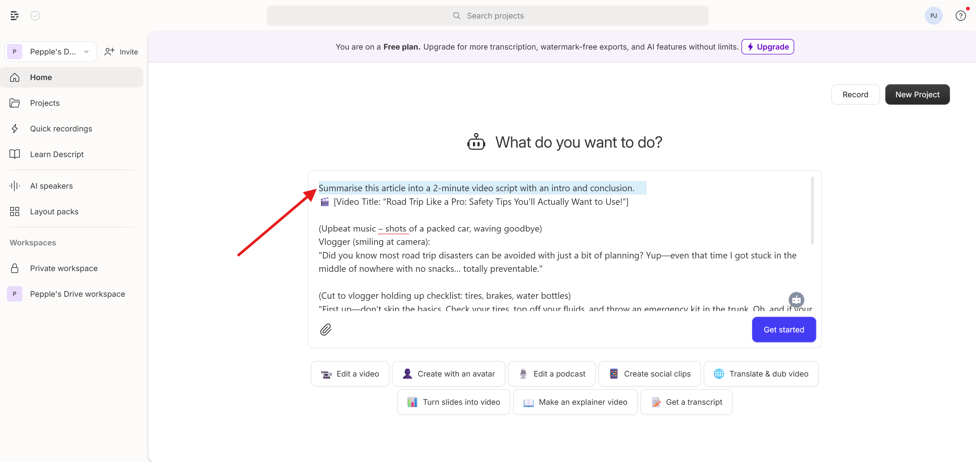 Video script template