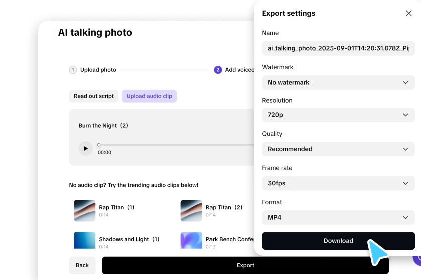 Export and download