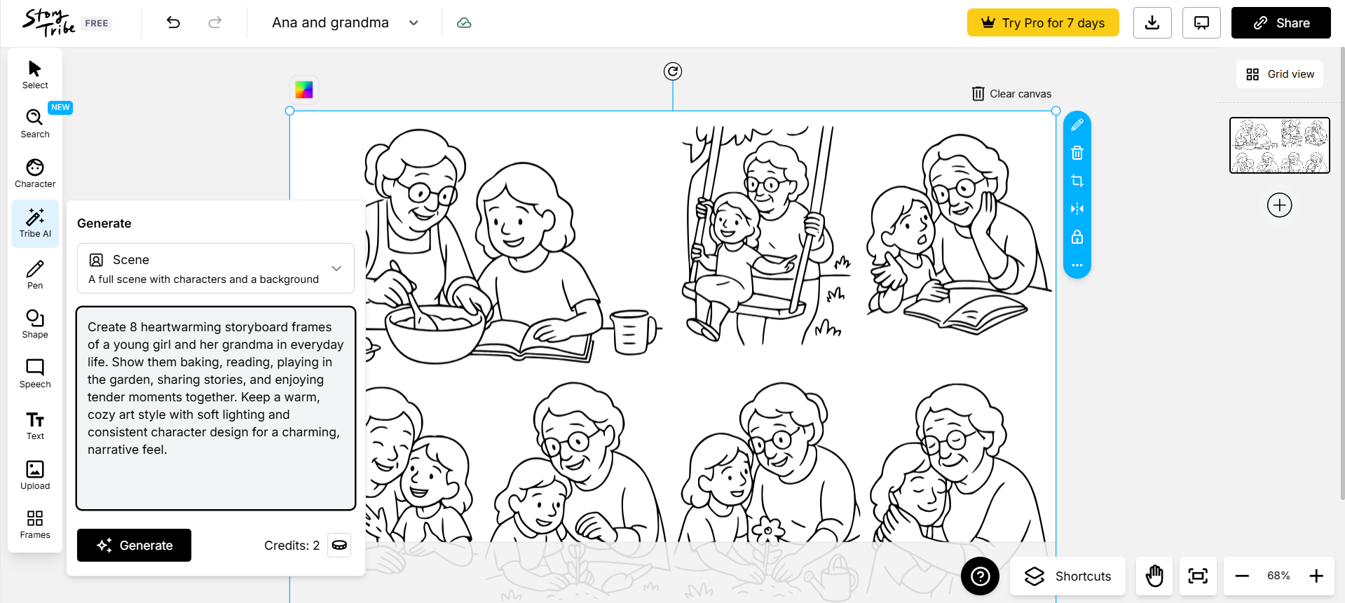 Story Tribe interface