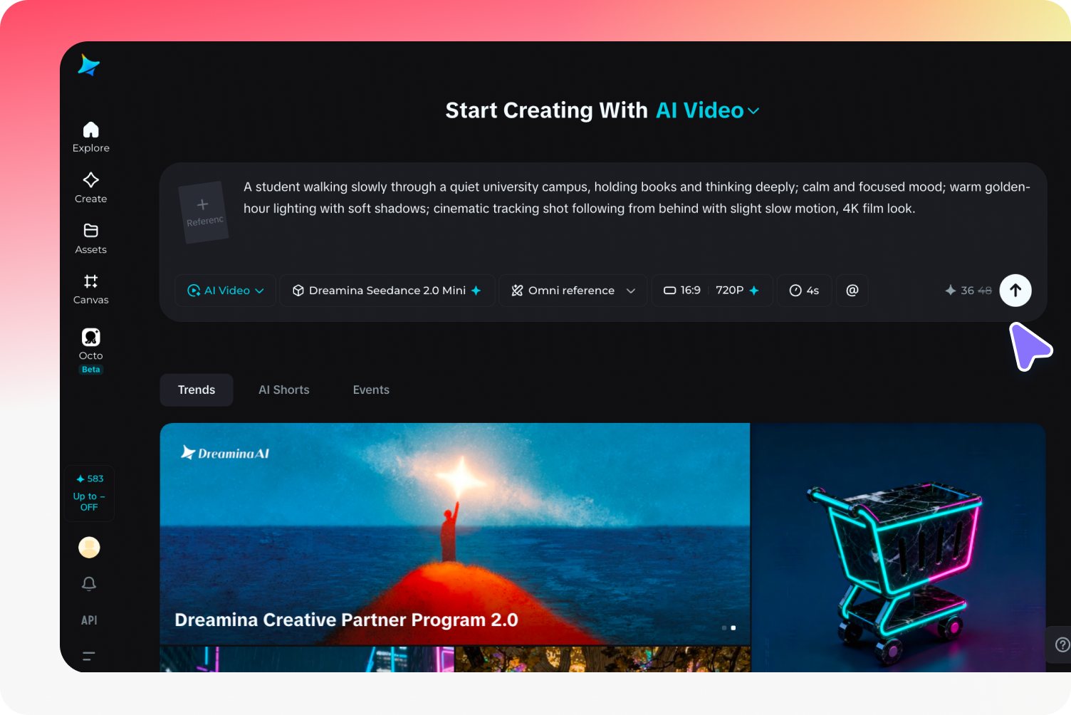 Open the video generator and write your prompt