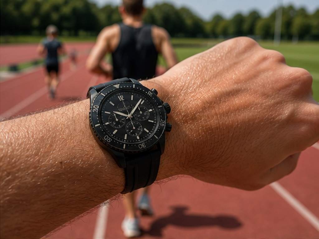 Virtuelle Uhr Probieren Sie auf Video Prompt Beispiel 3 - Sportchronograph