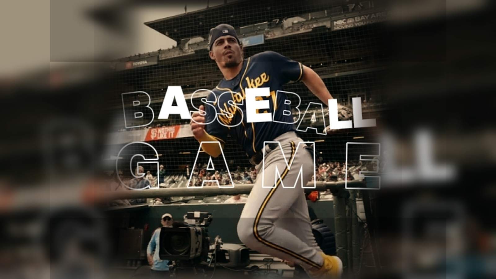 Baseball event poster shown on a large city digital billboard
