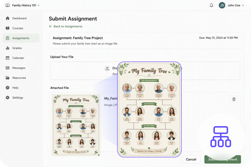 Build a family tree for school or personal projects