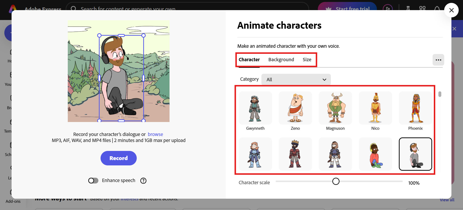 Wybierz postać z kreskówki