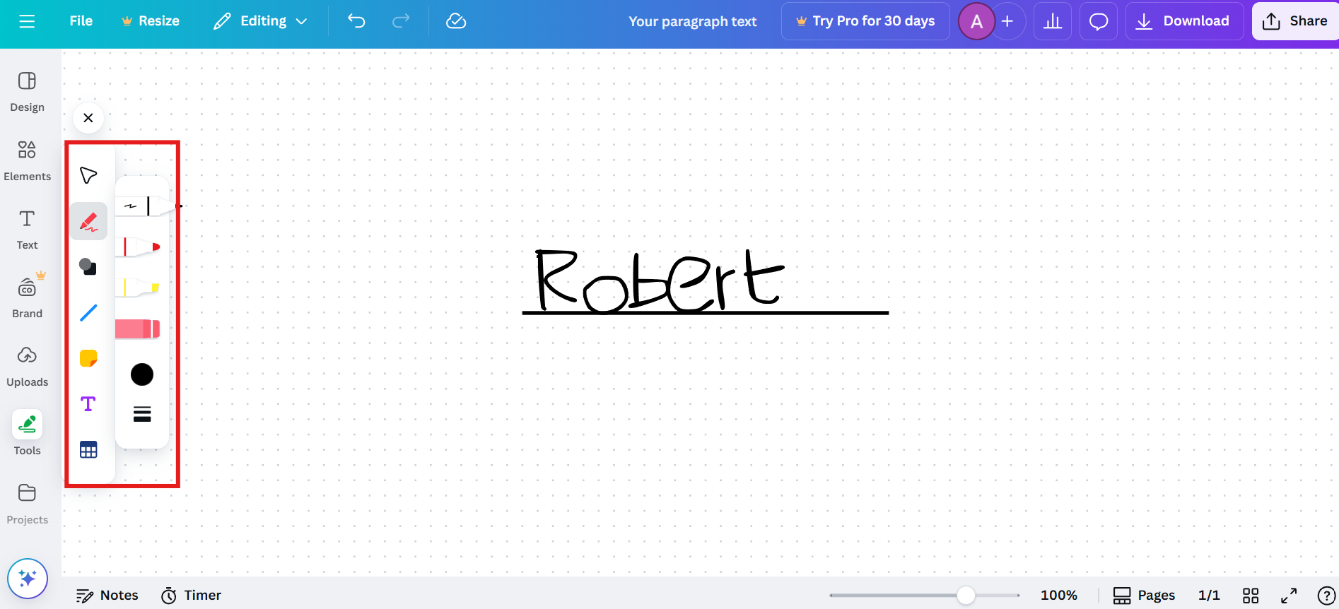 צייר את החתימה שלך