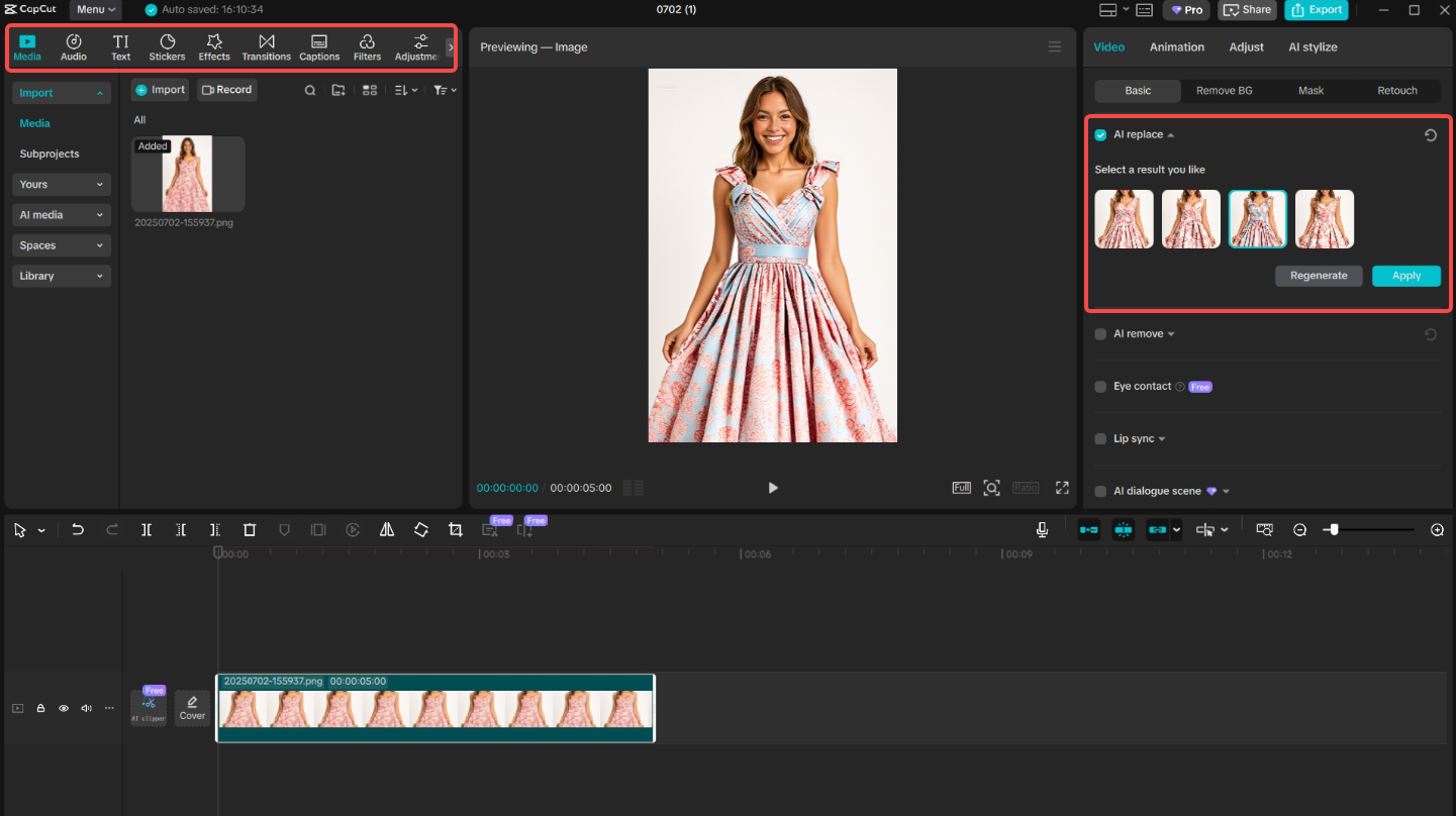 Apply the replaced image