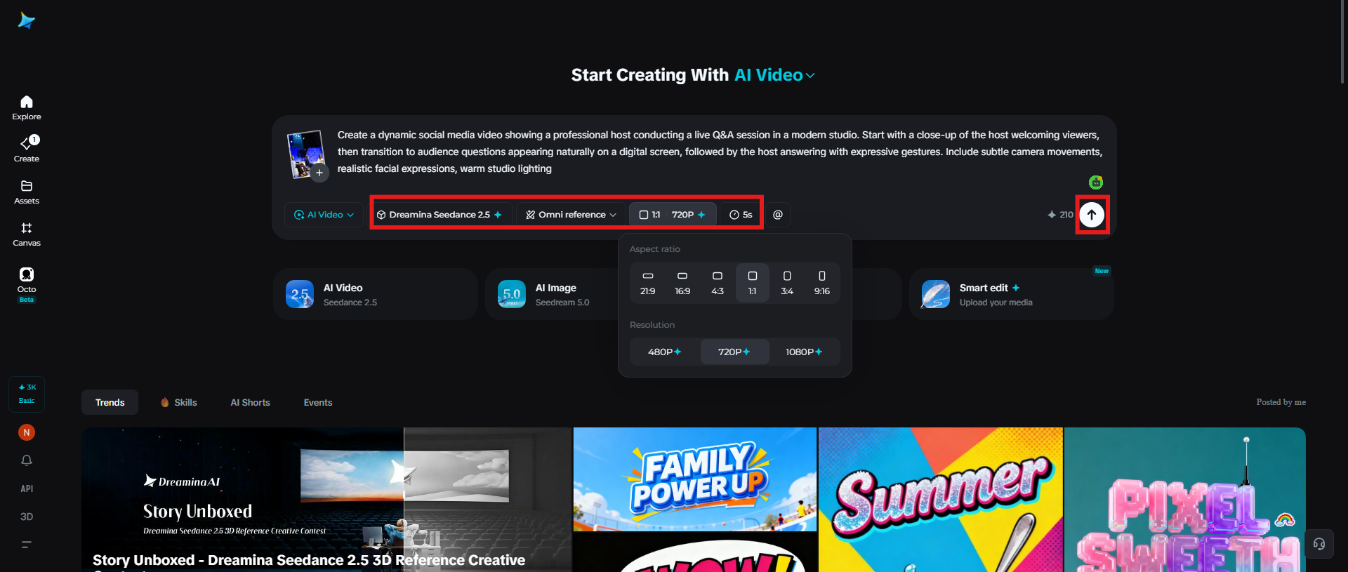 Wählen Sie das Videomodell aus und generieren Sie