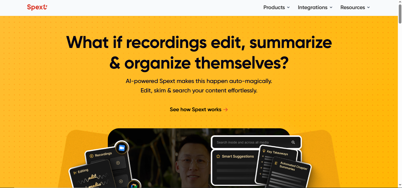 Spext - salah satu alat AI penyuntingan podcast terbaik