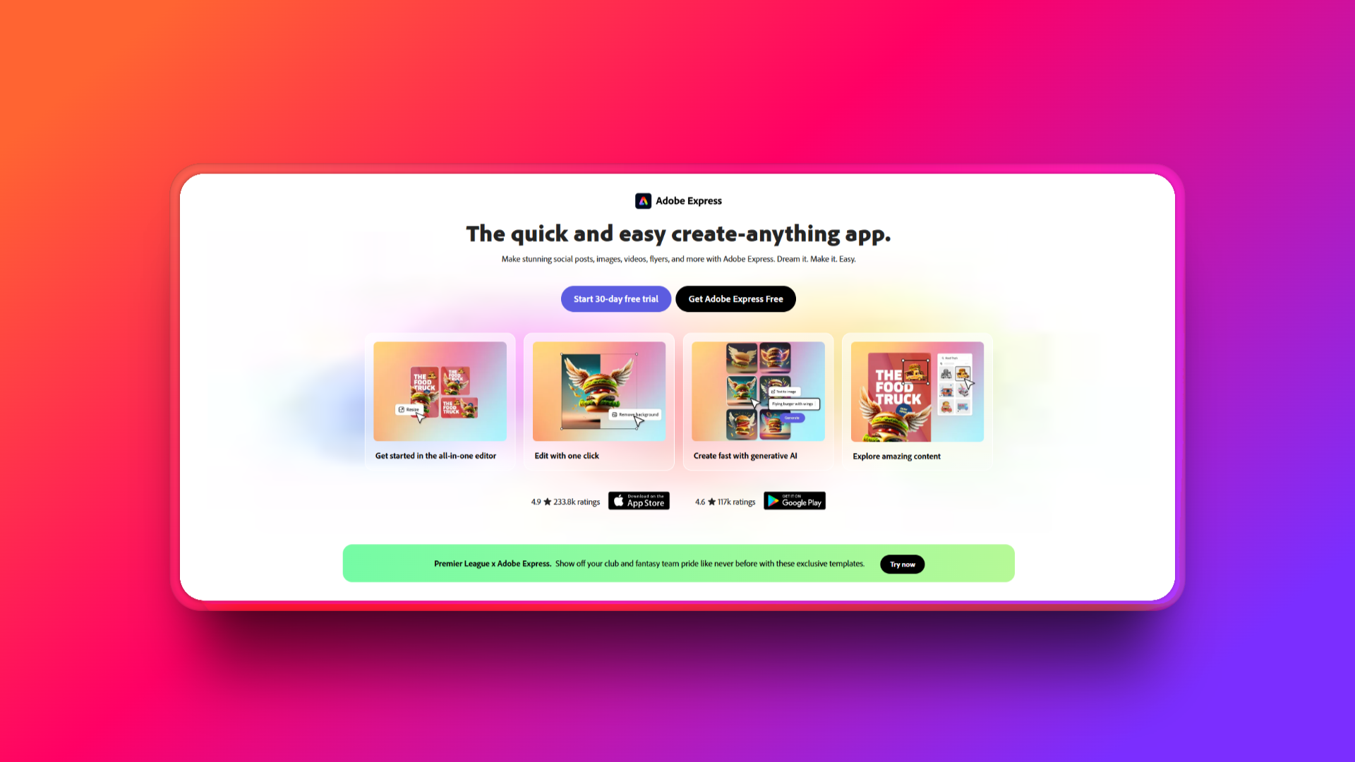 Adobe Express' interface