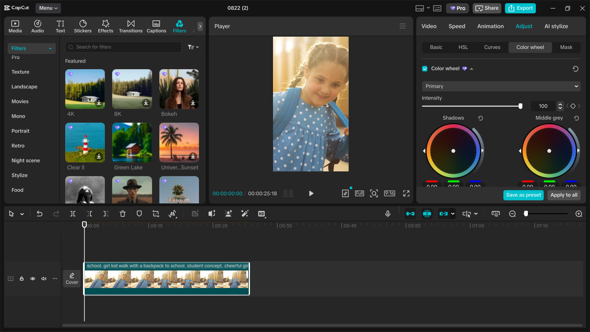 Interface of CapCut desktop video editor - Customize the image for Instagram posting