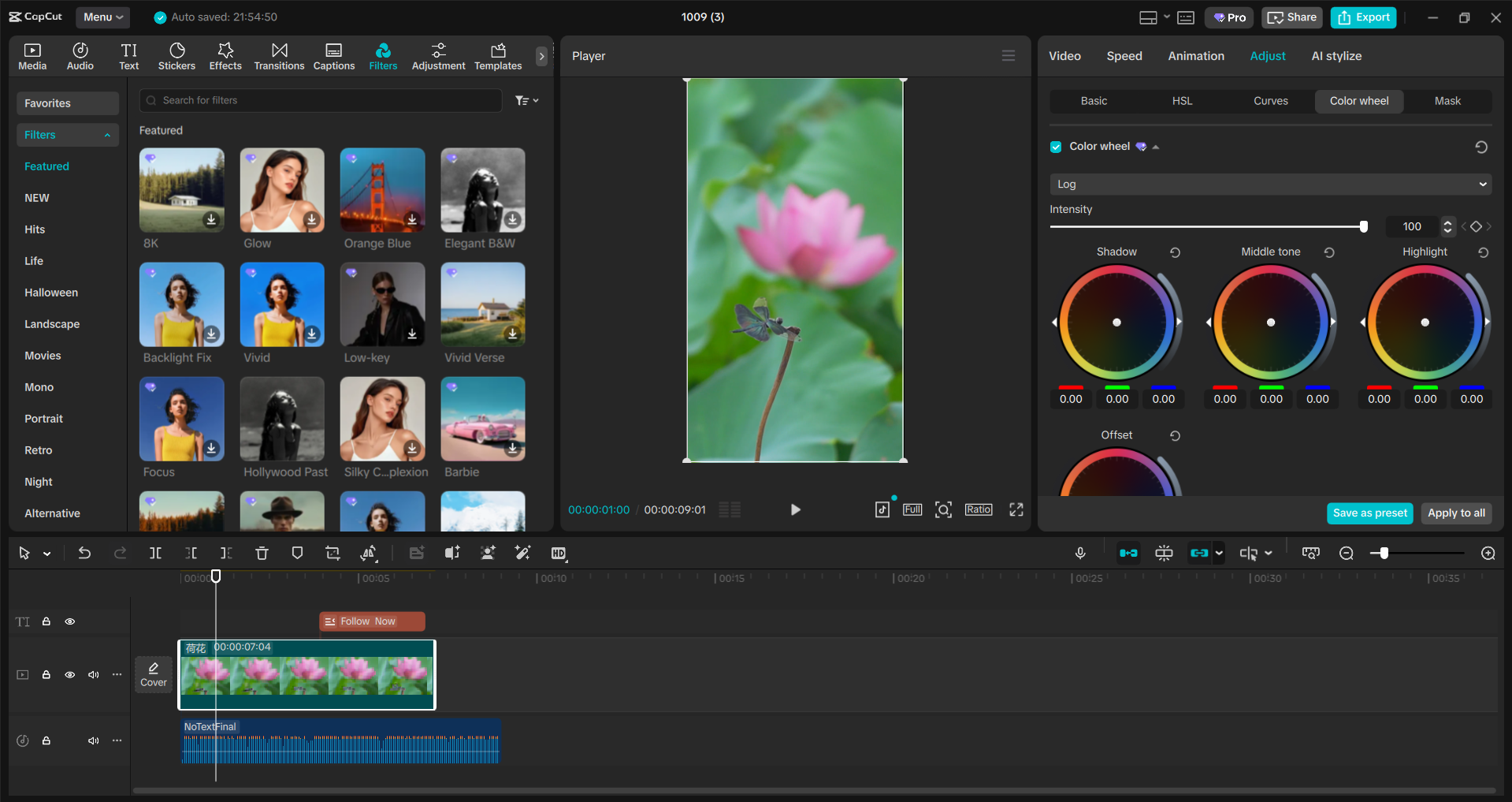 Interface of the CapCut desktop video editor - an efficient tool for editing Instagram Reels
