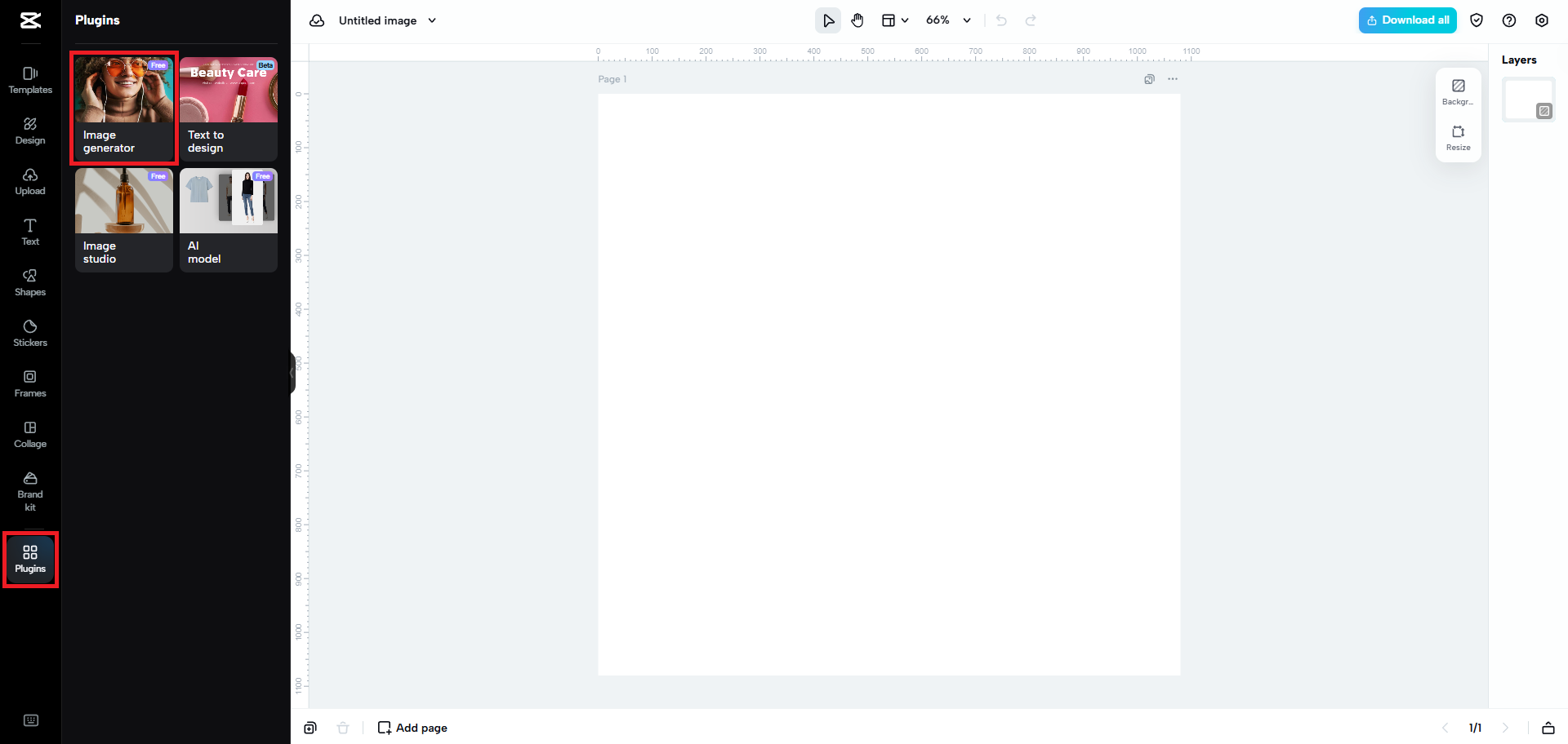 Choose the image generator feature
