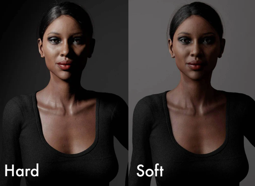 What is the difference between hard light and soft light