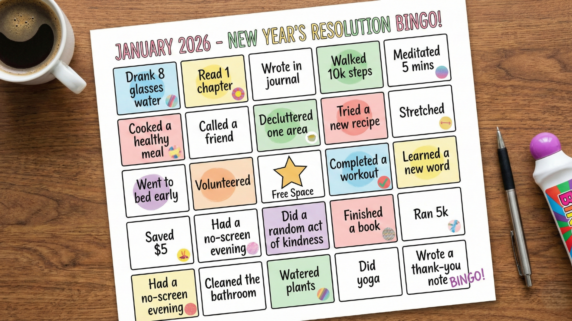 The bingo card template idea