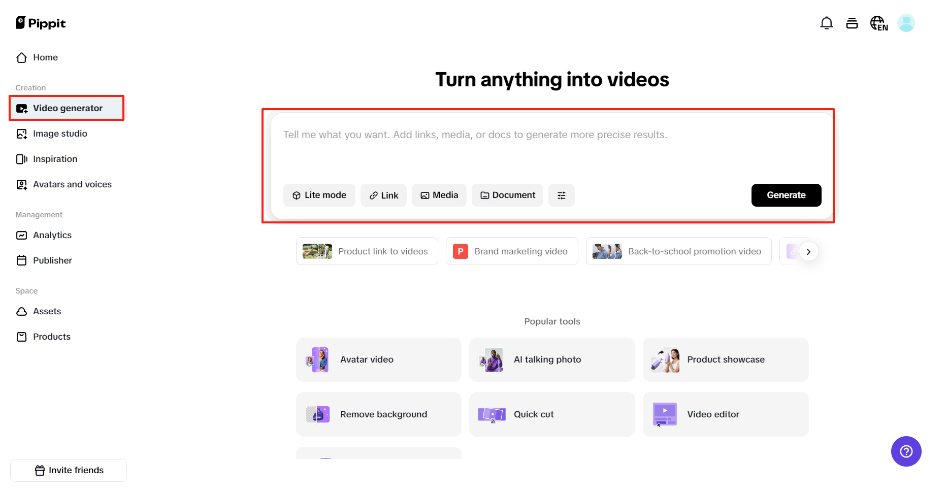 Instant AI-powered video creation
