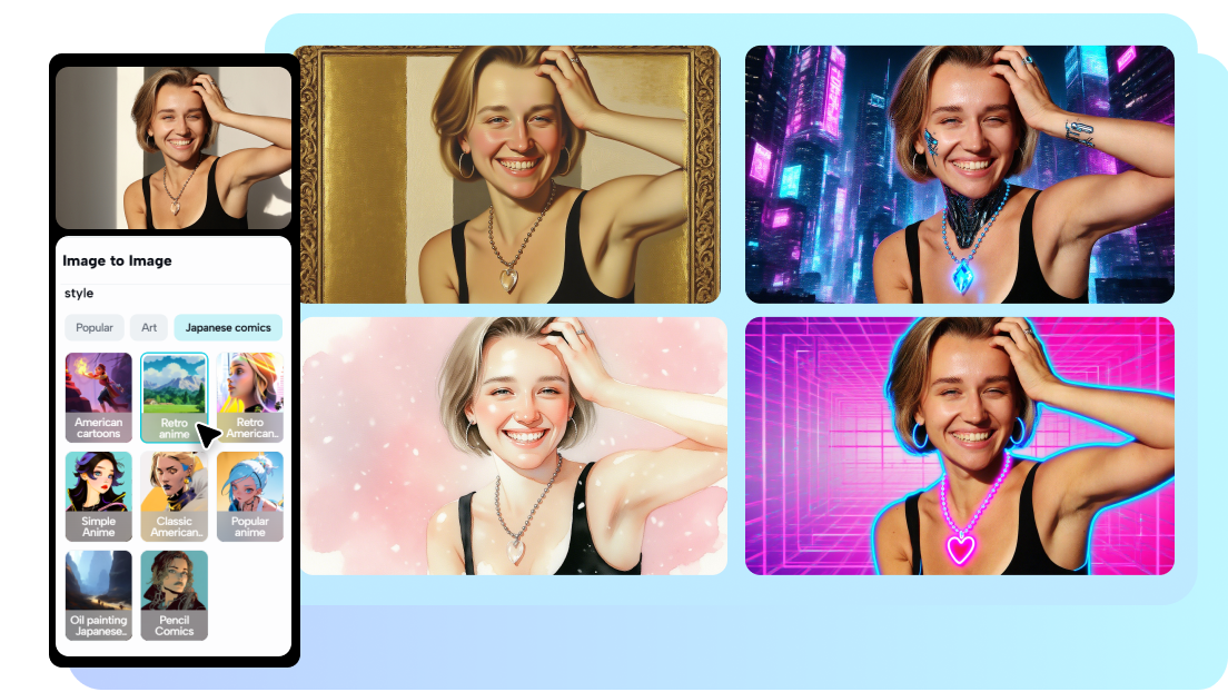 Anime filter styles in the CapCut AI anime generator
