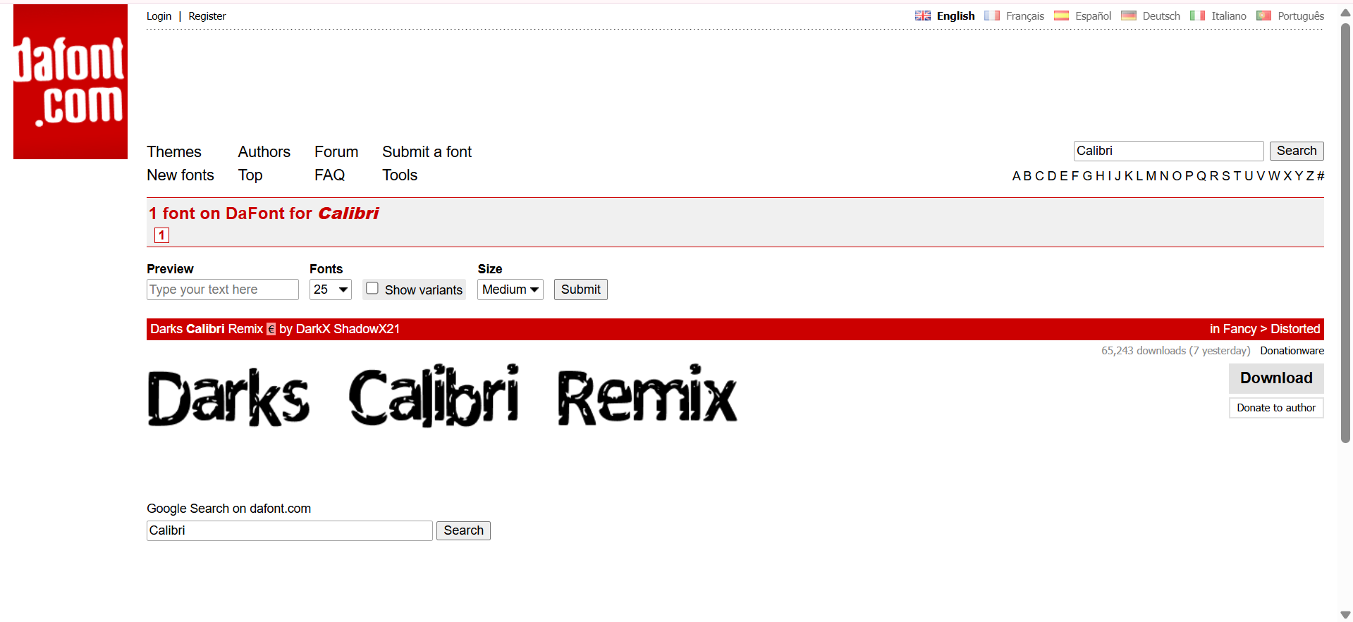 DaFont Free - uma das melhores fontes para obter a fonte Calibri gratuita