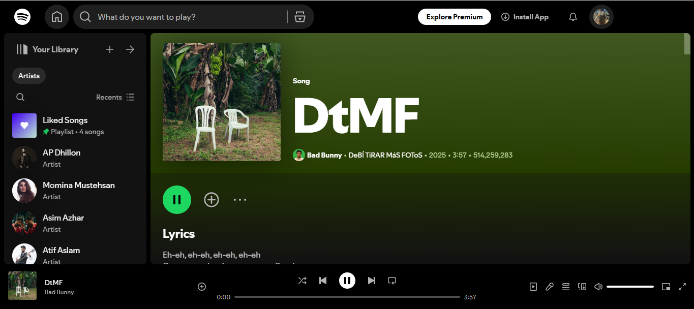 Cover of DtMF – a reggaeton hit among the top Spotify songs today