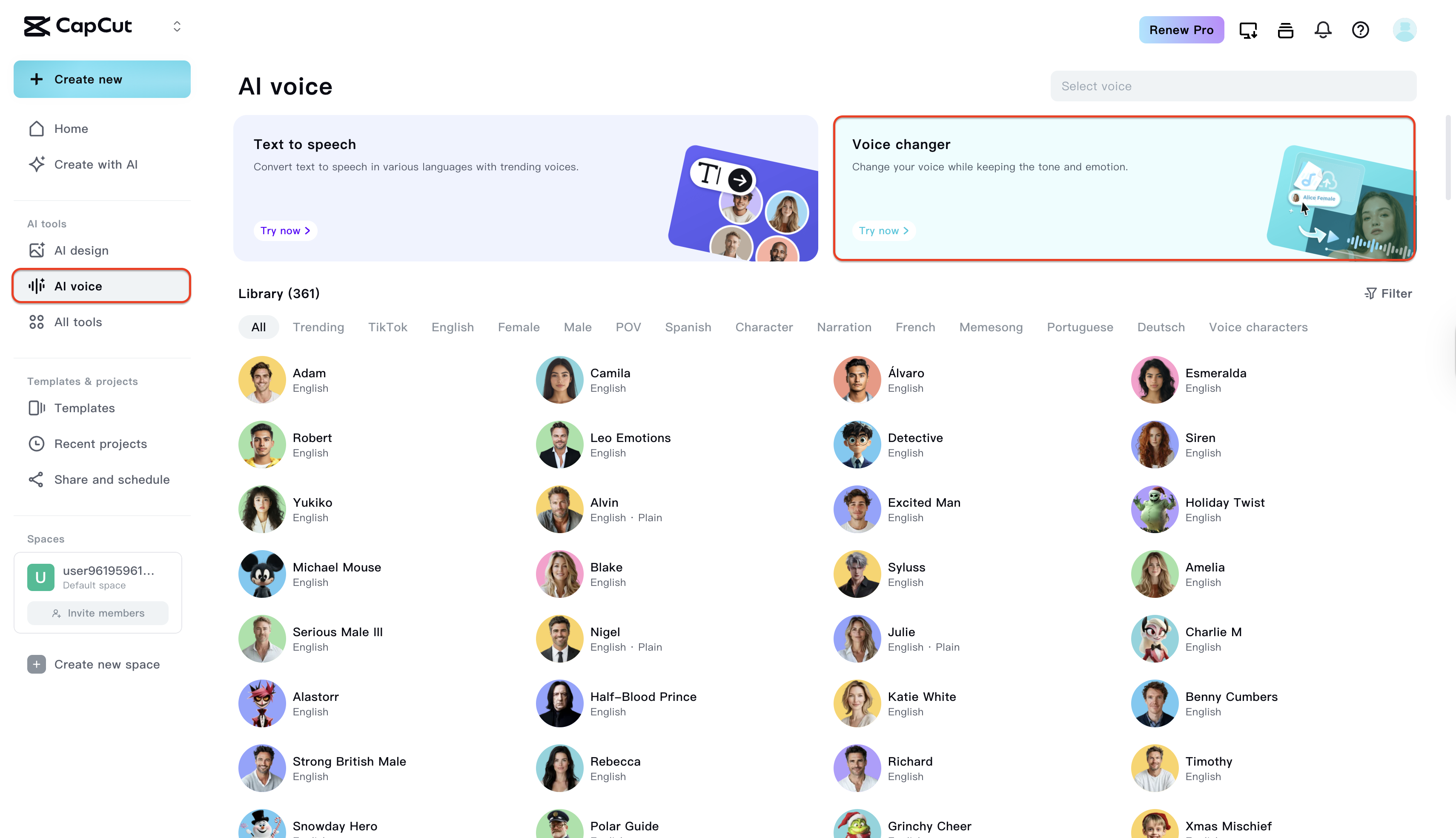 Access AI voice feature