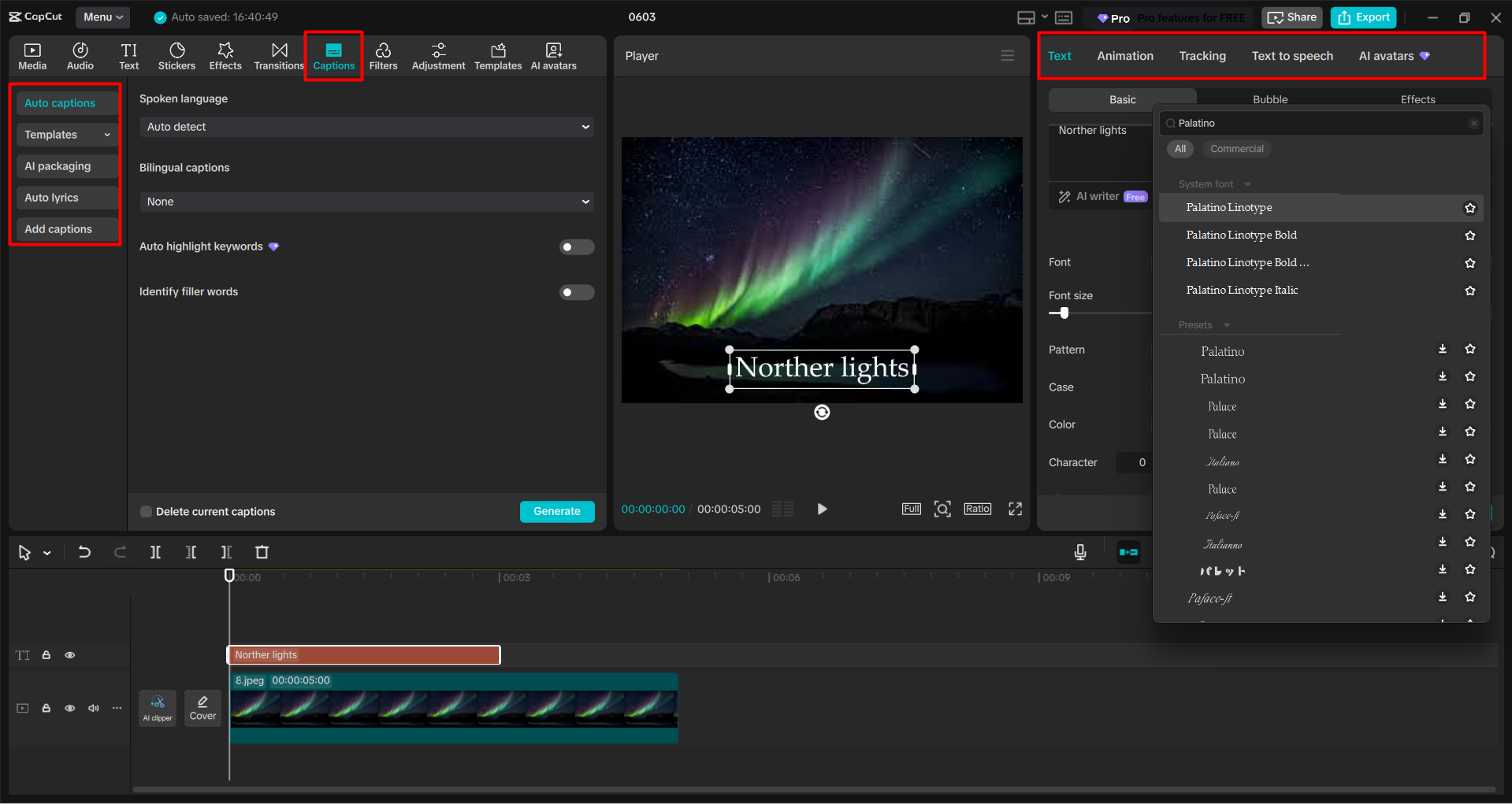 Editing a font style in videos with the CapCut desktop video editor