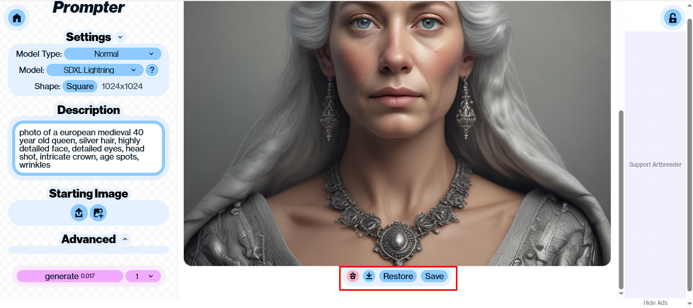 Saving an image from the Artbreeder